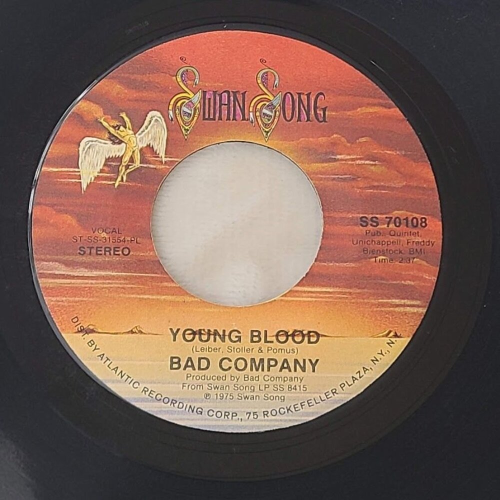 Bad Company Young Blood / Do Right By Your Woman  45 RPM 7" Vinyl 1975 Swan Song